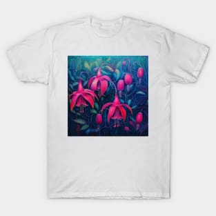 Folk Art Fuchsia Flowers T-Shirt